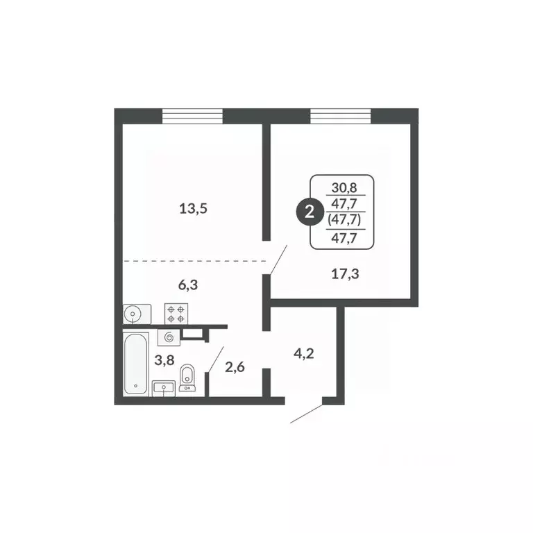 2-к кв. Кировская область, Киров Московская ул., 209 (47.7 м) - Фото 1