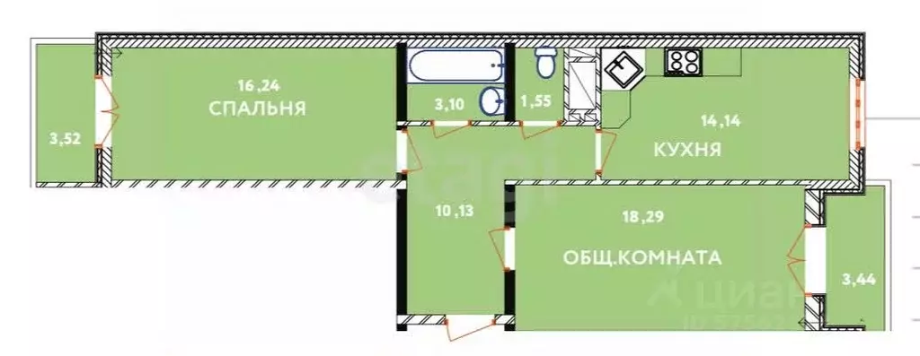 2-к кв. Дагестан, Махачкала ул. Времена Года, 7 (72.0 м) - Фото 1