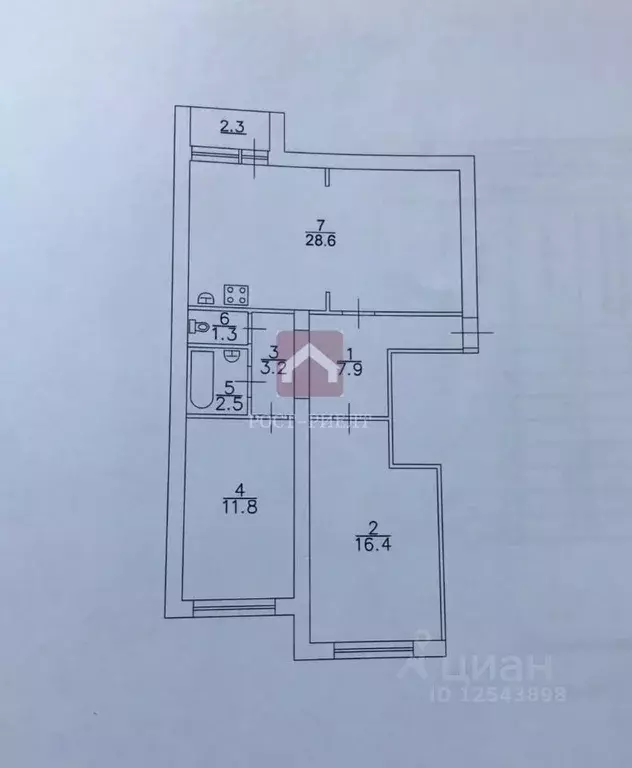 2-к кв. Саратовская область, Саратов ул. Имени С.Ф. Тархова, 27Б (71.2 ... - Фото 2