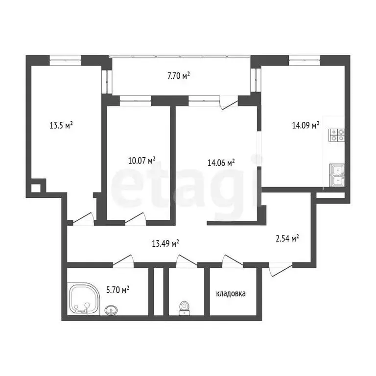 3-комнатная квартира: Тюмень, улица Монтажников, 61 (74.8 м) - Фото 1