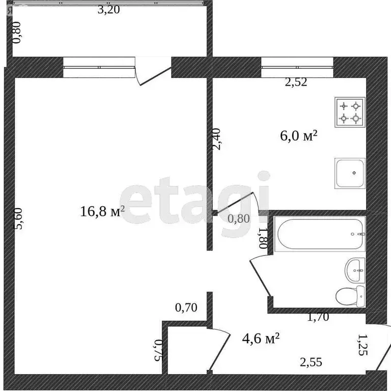 1-комнатная квартира: Ишим, улица Рокоссовского, 22 (30.5 м) - Фото 1