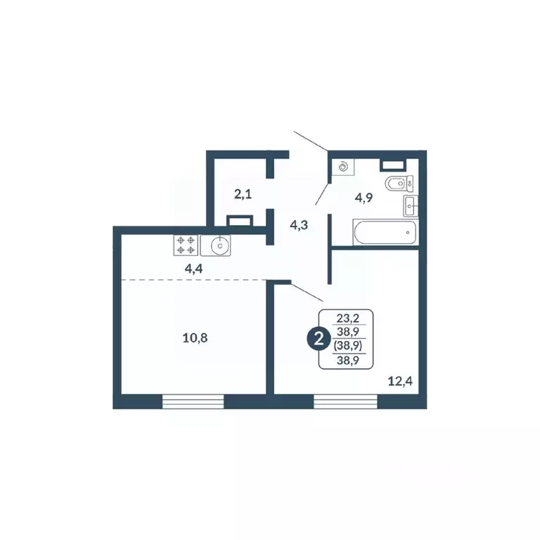 2-к кв. Кировская область, Киров Скандинавия жилой комплекс (38.9 м) - Фото 1