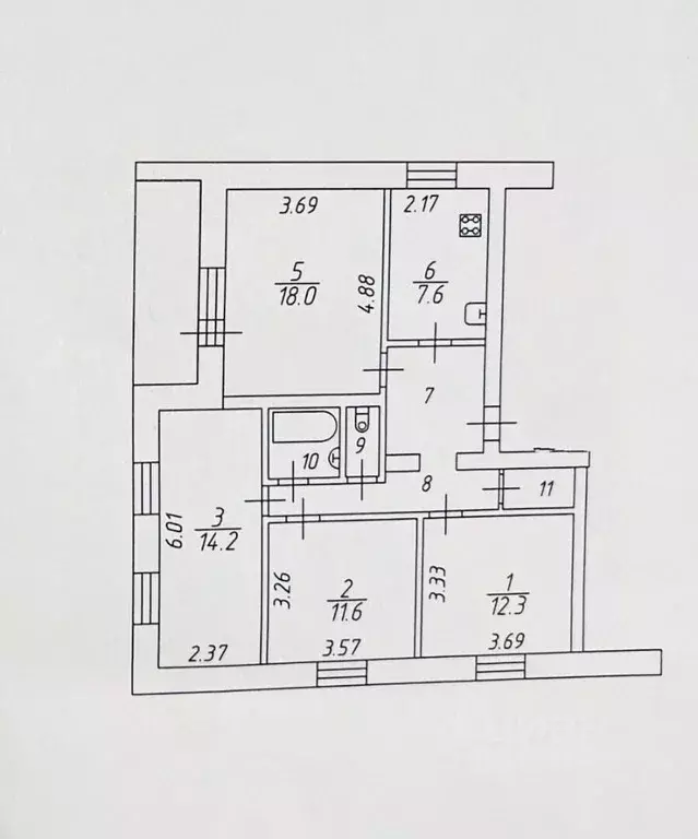 4-к кв. Вологодская область, Вологда Молочное пгт, ул. Мира, 9 (82.6 ... - Фото 1