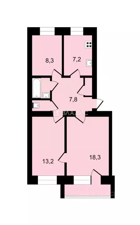 3-к кв. Коми, Сыктывкар Печорская ул., 18А (57.7 м) - Фото 1