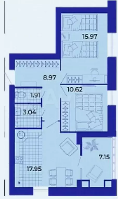 2-к. квартира, 65,9 м, 8/9 эт. - Фото 1