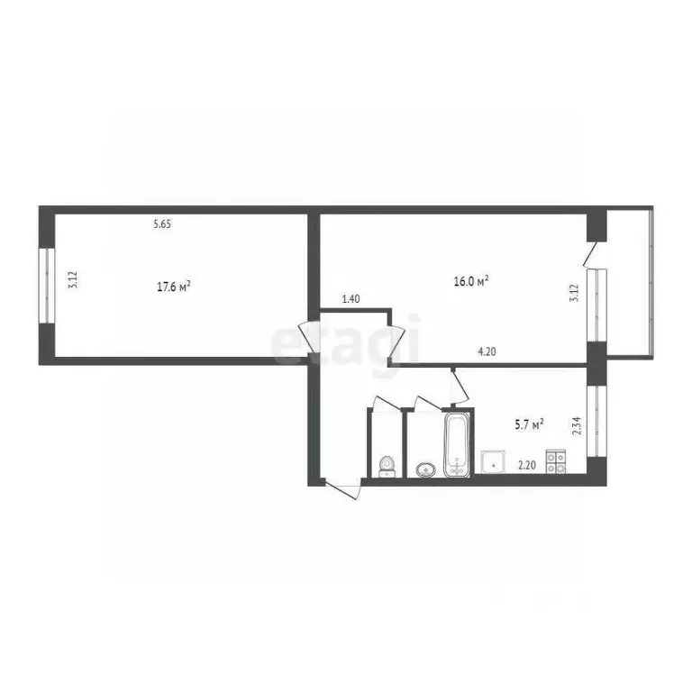 2-к кв. Ханты-Мансийский АО, Сургут ул. Энергетиков, 15 (47.5 м) - Фото 2