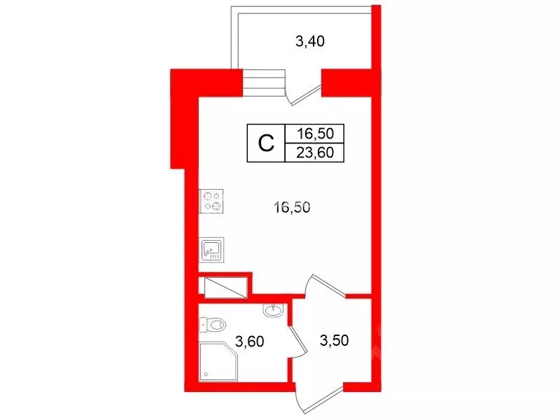 Студия Санкт-Петербург Пулковское ш., 42к6 (23.6 м) - Фото 1