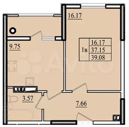 1-к. квартира, 39,1 м, 8/8 эт. - Фото 0