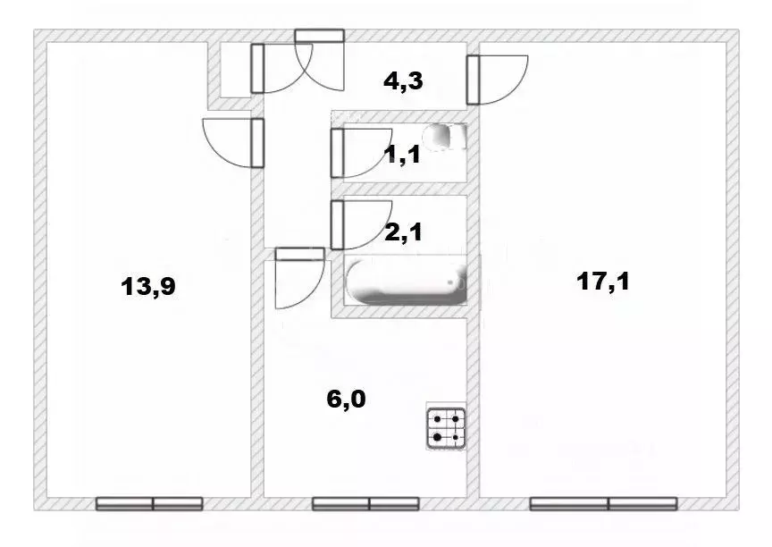 2-к кв. Калининградская область, Калининград Печатная ул., 27 (47.0 м) - Фото 2