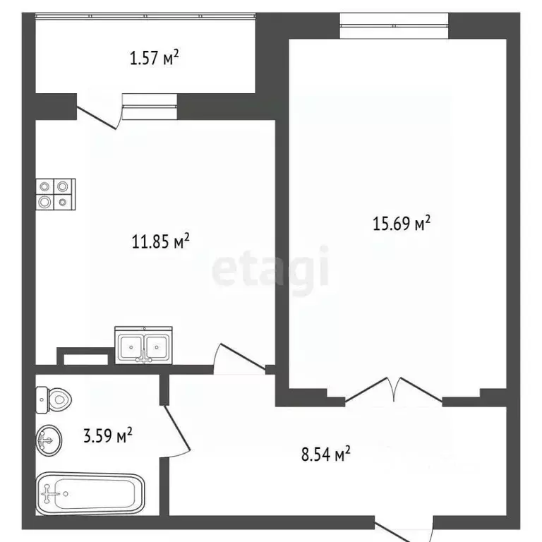 1-к кв. Ярославская область, Ярославский муниципальный округ, пос. ... - Фото 1