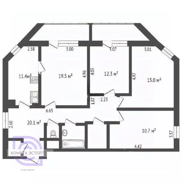 4-к кв. Москва 3-й Крутицкий пер., 13 (98.0 м) - Фото 1