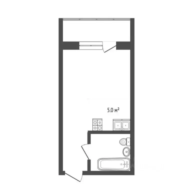 Студия Тюменская область, Тюмень ул. Тимофея Чаркова, 28 (20.7 м) - Фото 2