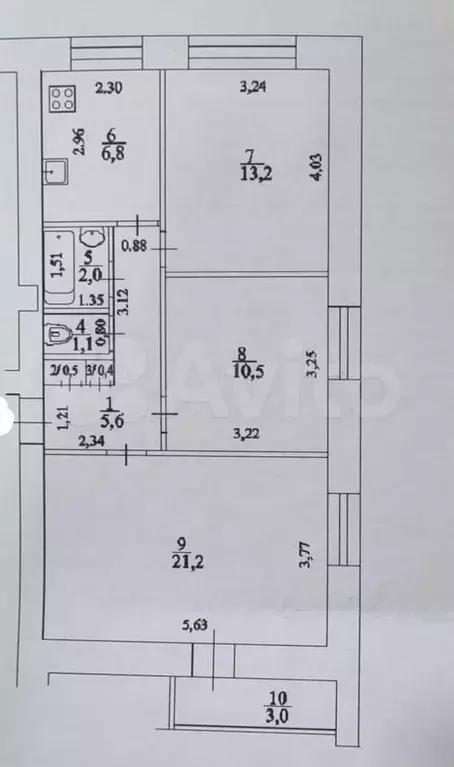 3-к. квартира, 61,3 м, 7/9 эт. - Фото 0
