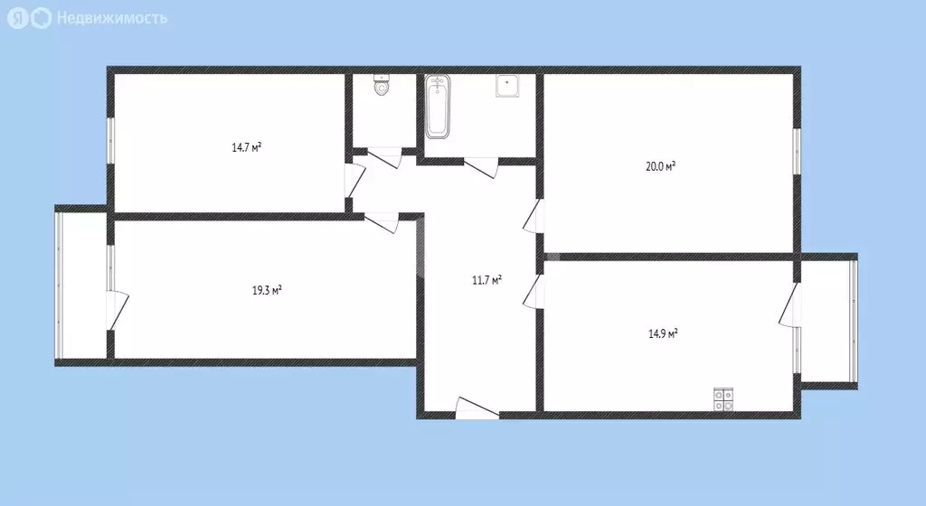 3-комнатная квартира: Черкесск, Октябрьская улица, 388 (85.9 м) - Фото 1