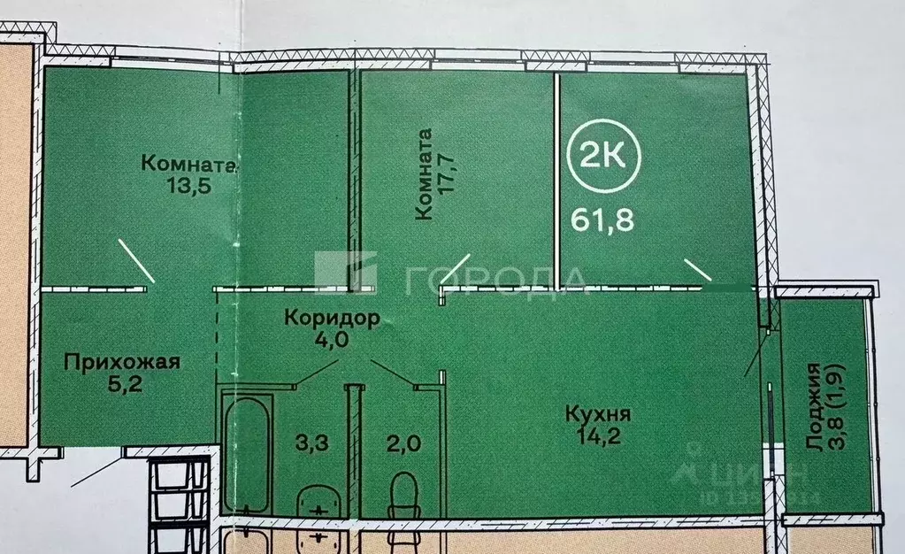 3-к кв. Алтайский край, Барнаул Власихинская ул., 65ак2 (61.8 м) - Фото 2