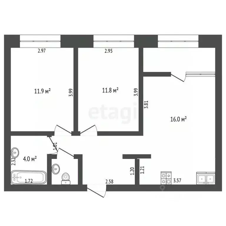 2-к кв. Тюменская область, Тюменский муниципальный округ, д. Дударева ... - Фото 1