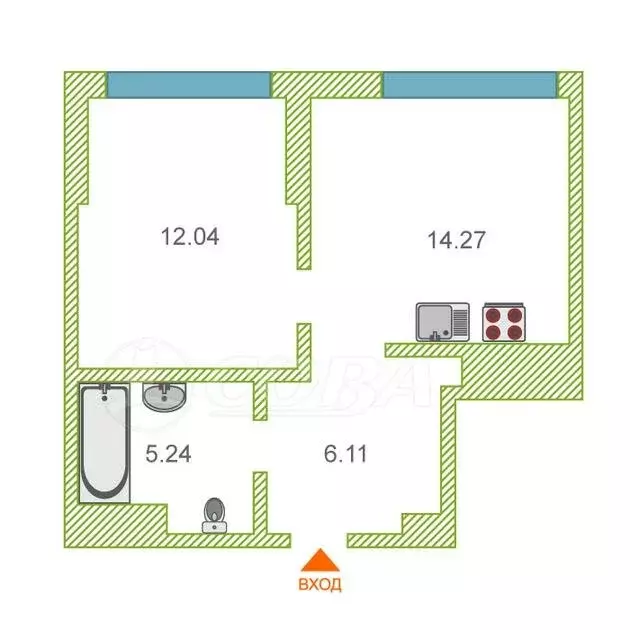 1-комнатная квартира: Тюмень, улица Андрея Кореневского, 7 (35.5 м) - Фото 1