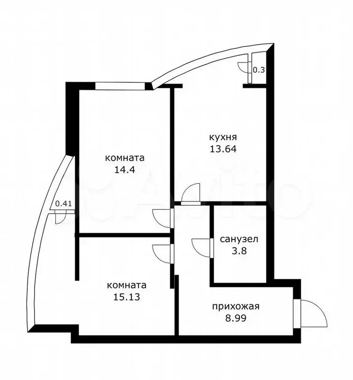 2-к. квартира, 60 м, 3/12 эт. - Фото 0