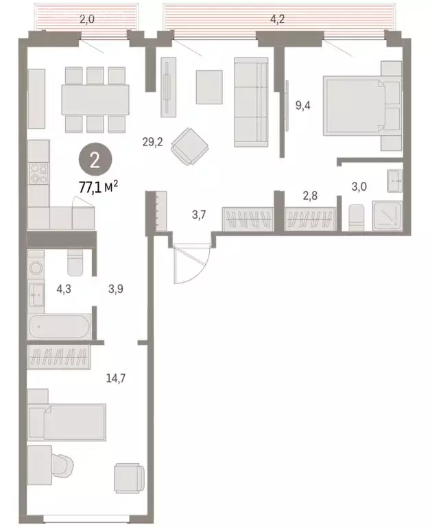2-комнатная квартира: Екатеринбург, микрорайон Академический, 19-й ... - Фото 1