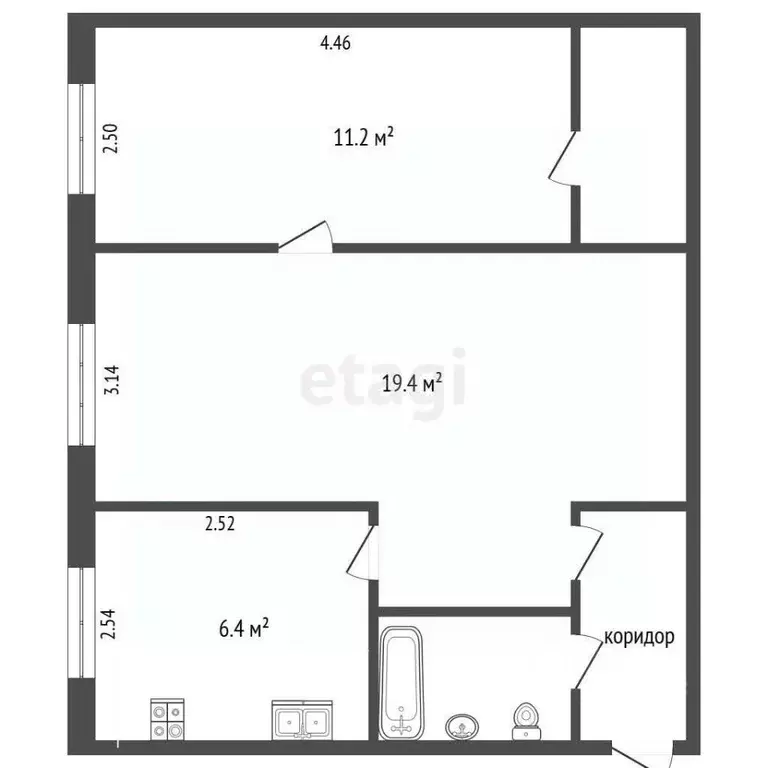 2-к кв. Челябинская область, Челябинск ул. Свободы, 92А (45.9 м) - Фото 2