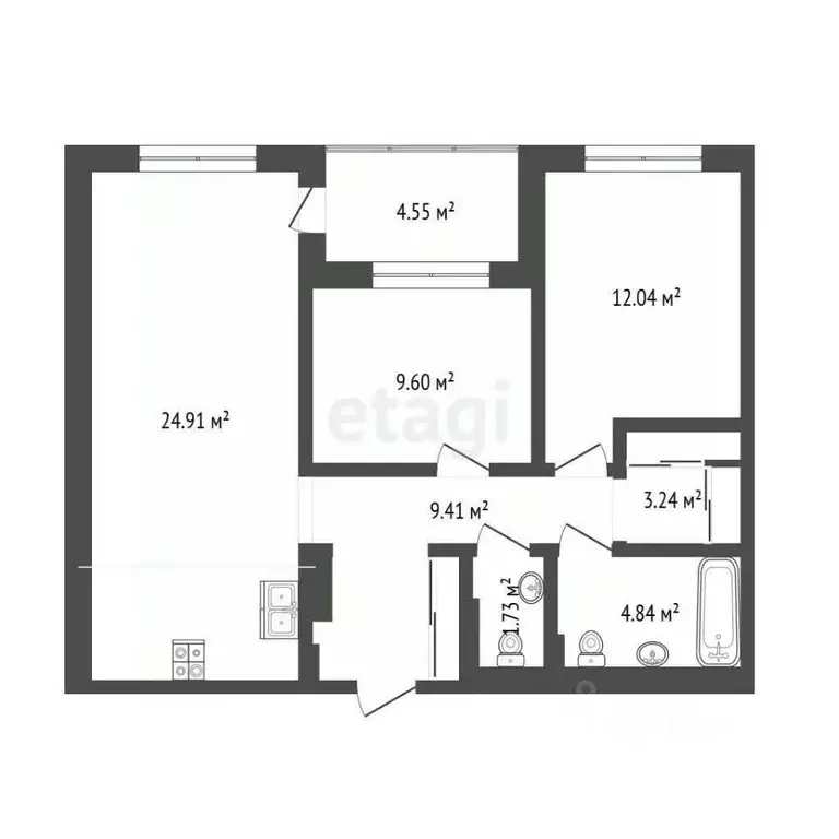 2-к кв. Тюменская область, Тюмень ул. Краснооктябрьская, 8 (65.88 м) - Фото 2