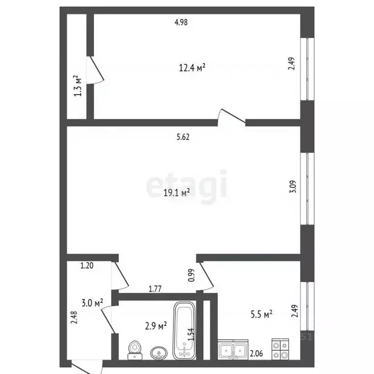 2-к кв. Татарстан, Альметьевск ул. Марджани, 163 (44.2 м) - Фото 2