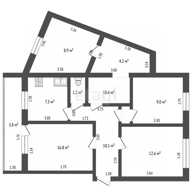 4-к кв. Башкортостан, Стерлитамак ул. Гоголя, 108 (76.5 м) - Фото 2