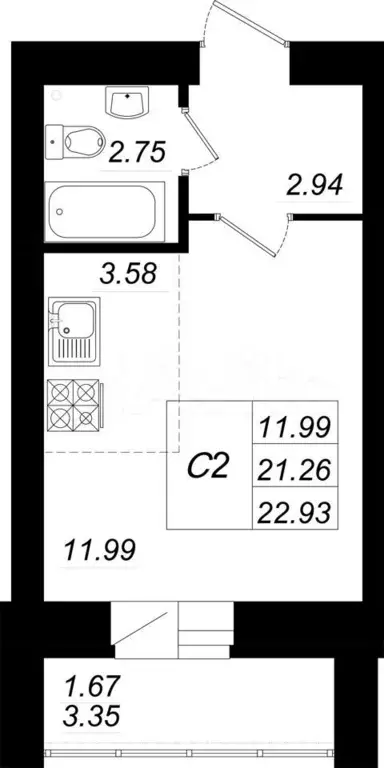 Квартира-студия, 22,9м, 5/10эт. - Фото 0