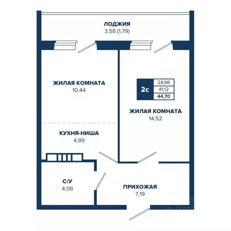 2-к кв. Новосибирская область, Новосибирск Знаменский кв-л,  (44.7 м) - Фото 0