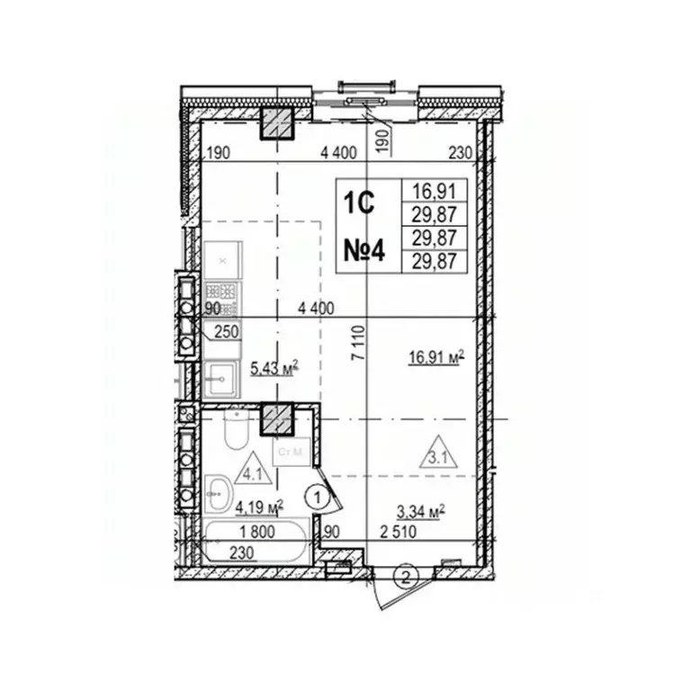 Студия Приморский край, Уссурийск Семь Ветров мкр, Уссури Парк жилой ... - Фото 1