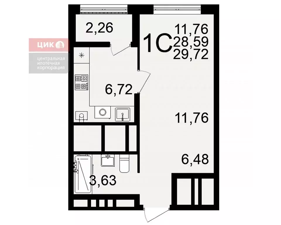 1-комнатная квартира: Рязань, Льговская улица, 8 (29.72 м) - Фото 0