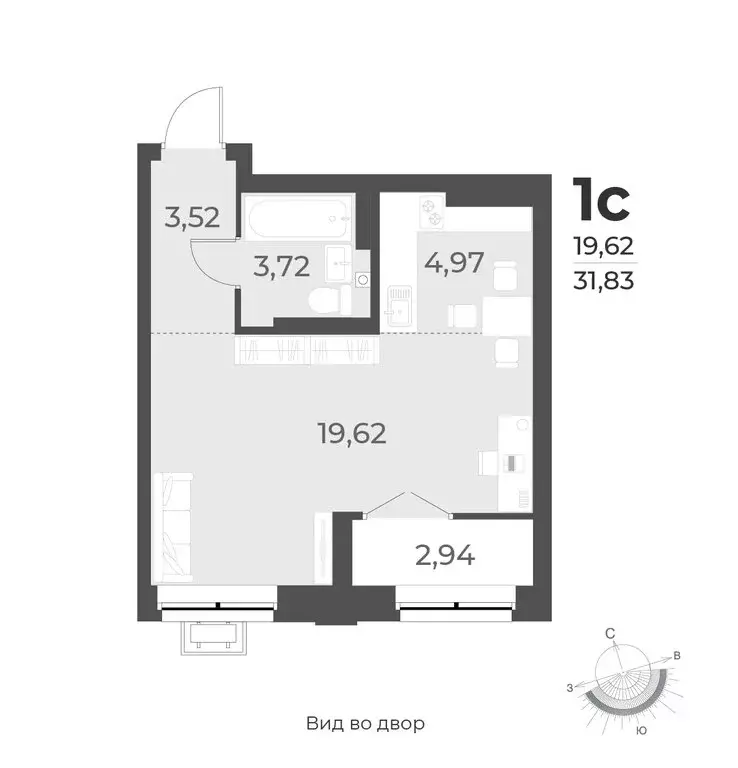 1-комнатная квартира: Новосибирск, улица Лобачевского, 53/2 (31.8 м) - Фото 0