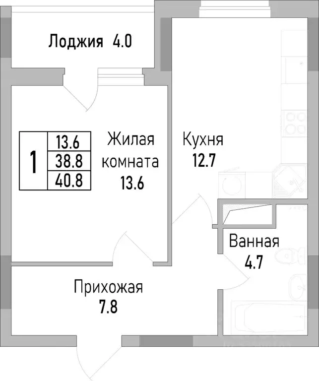 1-к кв. Липецкая область, Липецк Поколение жилой комплекс (40.7 м) - Фото 0