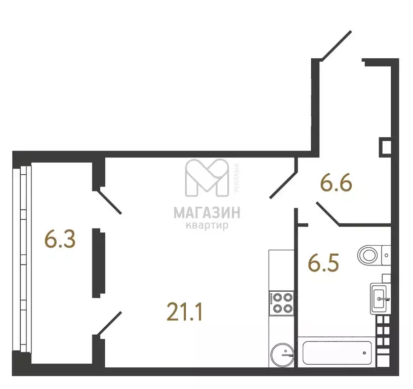 Студия Санкт-Петербург Миргородская ул., 1 (34.2 м) - Фото 1