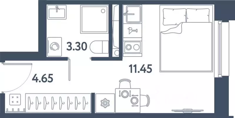 Студия Санкт-Петербург Московское ш., 13ЖЗ (19.4 м) - Фото 0