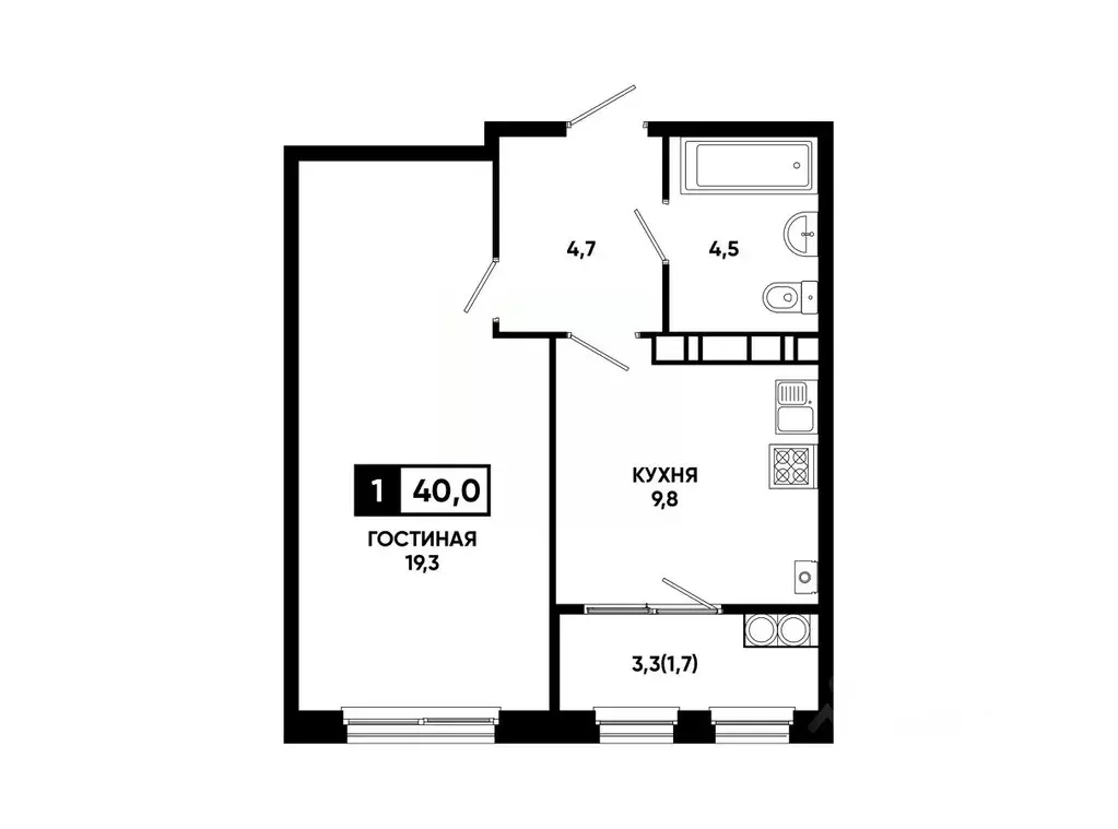 1-к кв. Ставропольский край, Ставрополь ул. Доваторцев, 179Гк1 (40.0 ... - Фото 1