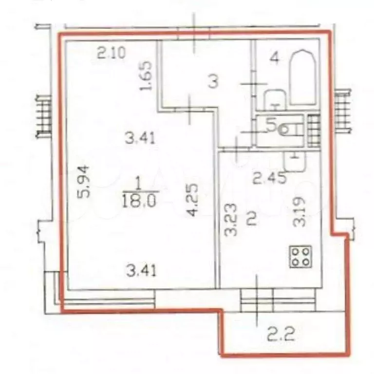 1-к. квартира, 33,7 м, 4/7 эт. - Фото 0