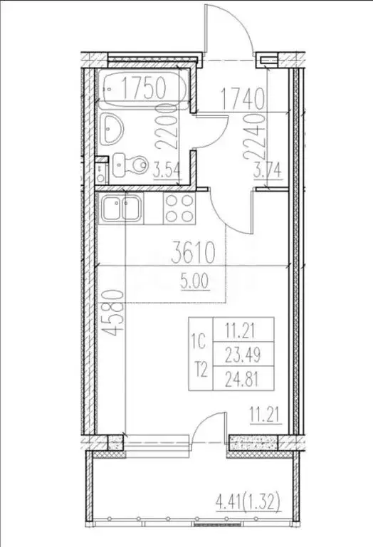 Квартира-студия: Казань, улица Космонавтов, 61Е (25 м) - Фото 1