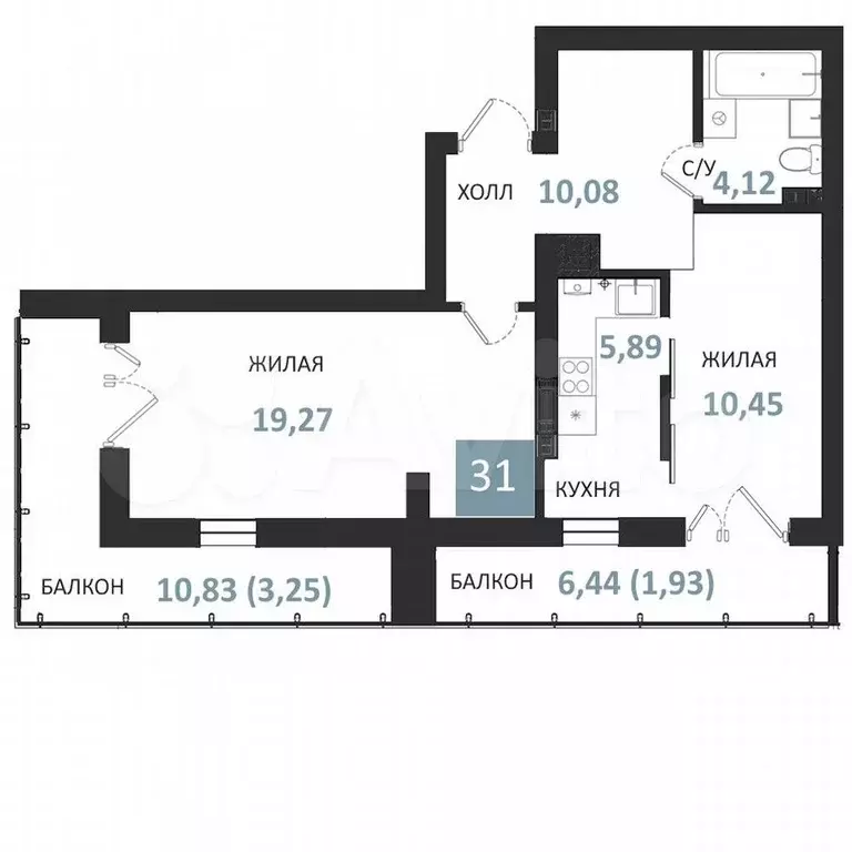 2-к. квартира, 55 м, 5/5 эт. - Фото 0