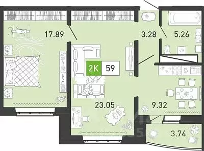 2-к кв. Тюменская область, Тюмень ул. Павла Шарова, 23 (58.9 м) - Фото 0