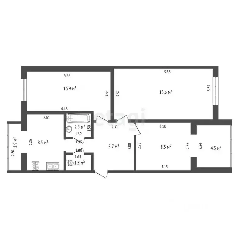 3-к кв. Краснодарский край, Анапа ул. Крылова, 85 (68.7 м) - Фото 2