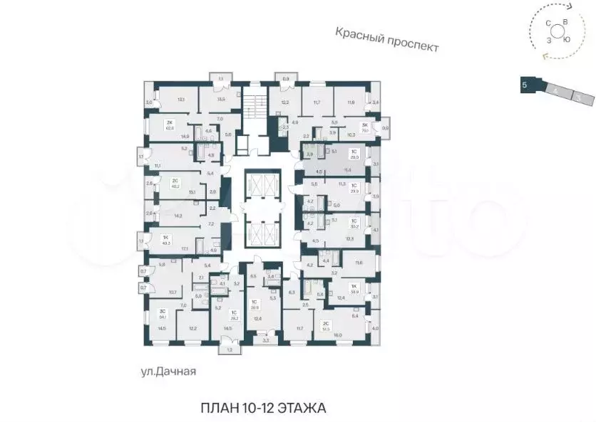 Квартира-студия, 28 м, 12/30 эт. - Фото 1