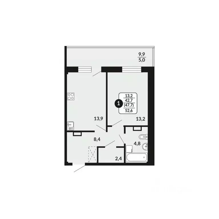 1-к кв. Кировская область, Киров ул. Воровского, 97 (47.7 м) - Фото 1