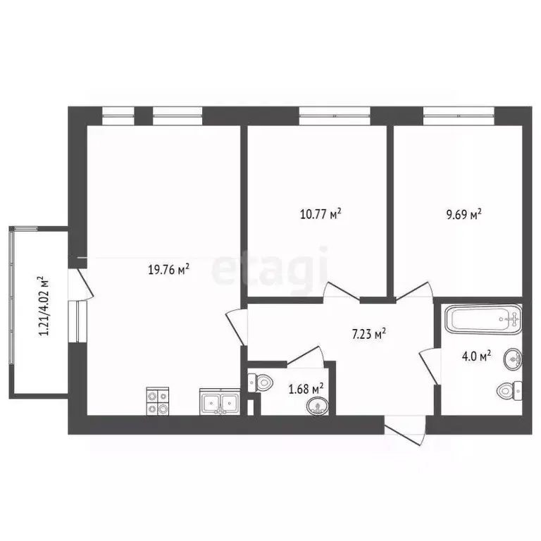 2-к кв. Ростовская область, Аксай ул. Строителей, 10/6к6 (55.0 м) - Фото 0