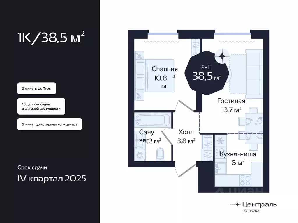 2-к кв. Тюменская область, Тюмень Новгородская ул., 20 (38.5 м) - Фото 0