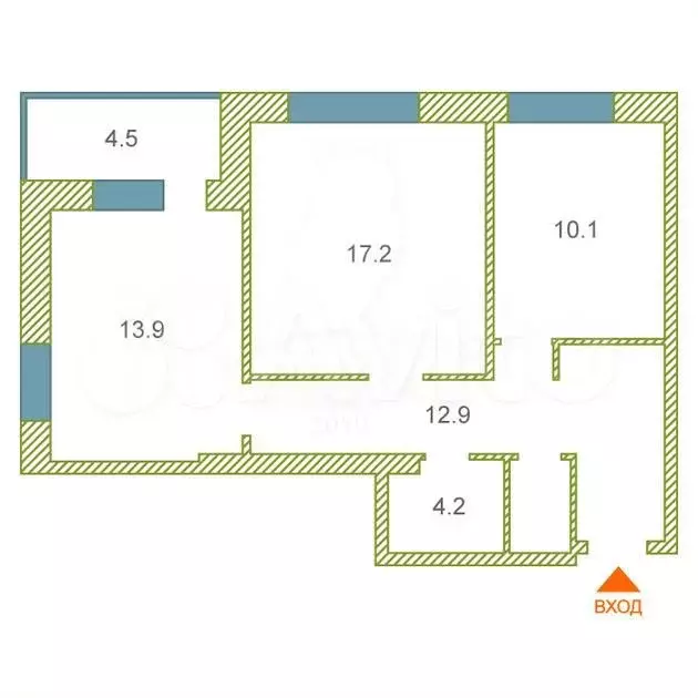 2-к. квартира, 60 м, 6/17 эт. - Фото 0