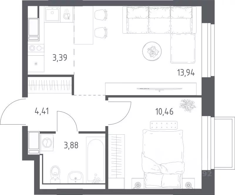 1-к кв. Московская область, Люберцы городской округ, Мирный пгт ... - Фото 1