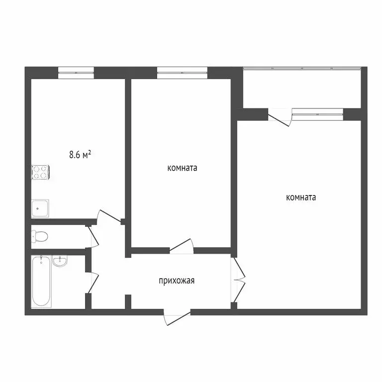 2-комнатная квартира: Миасс, проспект Октября, 8 (50.4 м) - Фото 0