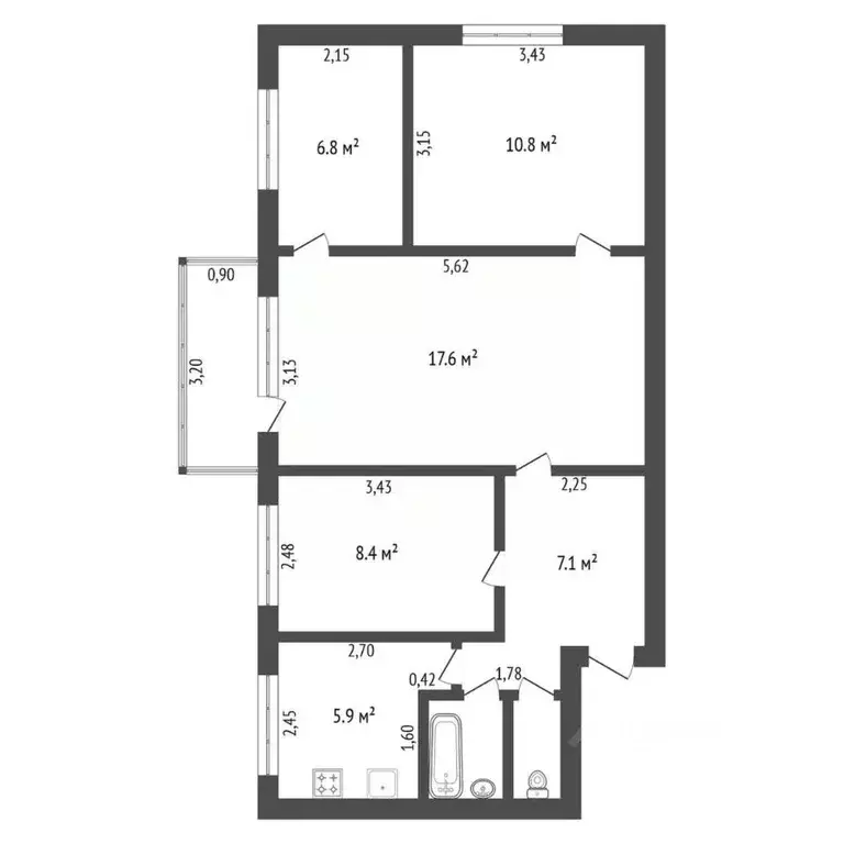 4-к кв. Амурская область, Благовещенск Политехническая ул., 46 (60.0 ... - Фото 2