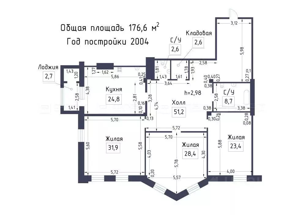 3-к кв. Татарстан, Казань ул. Дубравная, 57к3 (176.6 м) - Фото 2